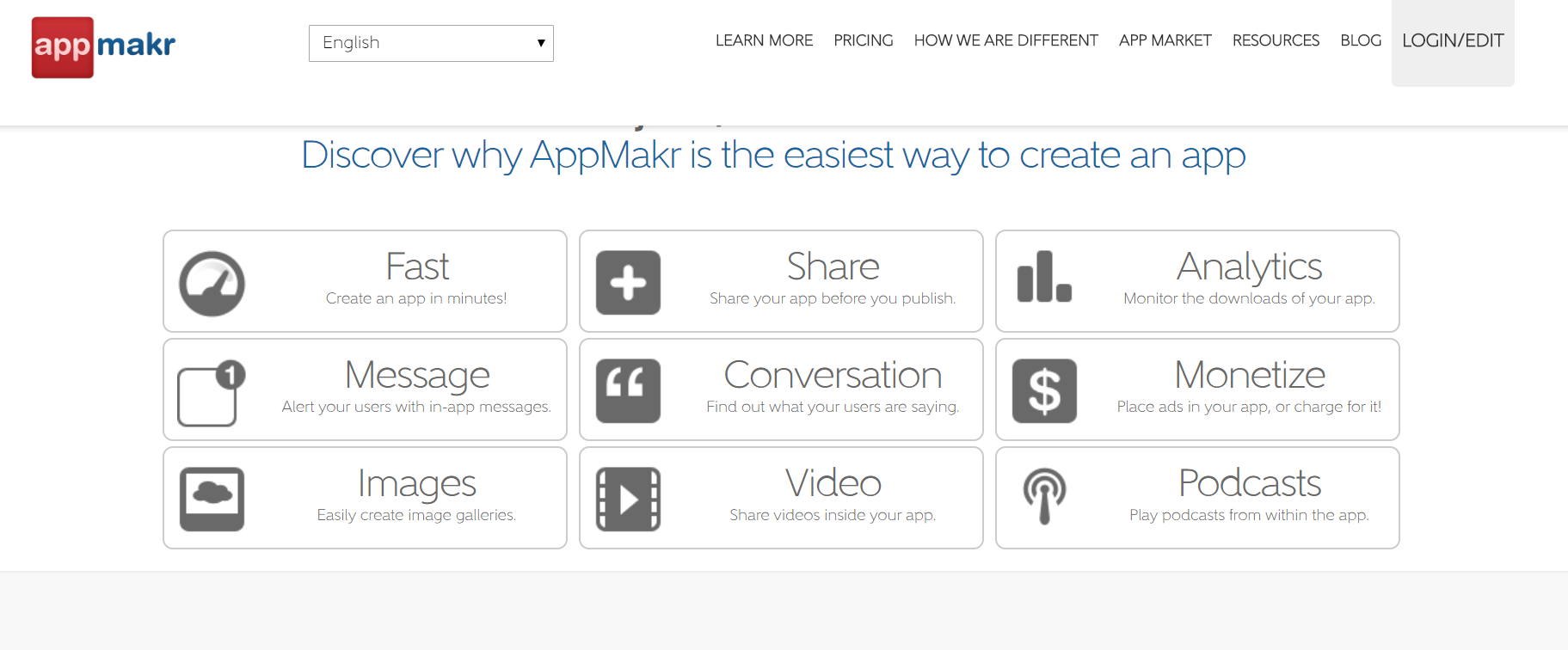 Сайт инструмента AppMakr